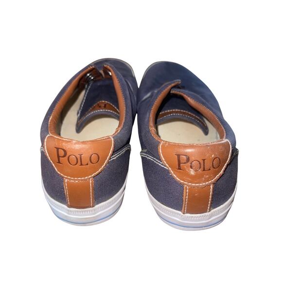 Polo Ralph Lauren Shoes Sneakers Vaughn Chambray Blue Size 8.5 Canvas Nautical - Picture 3 of 6